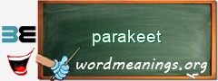 WordMeaning blackboard for parakeet